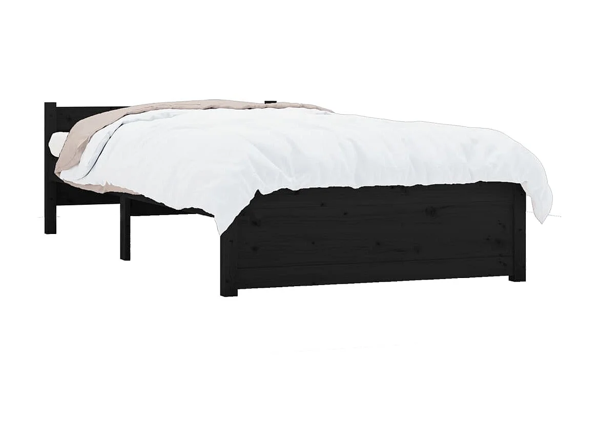 Cama 90x200 cm madeira maciça preto PT981923