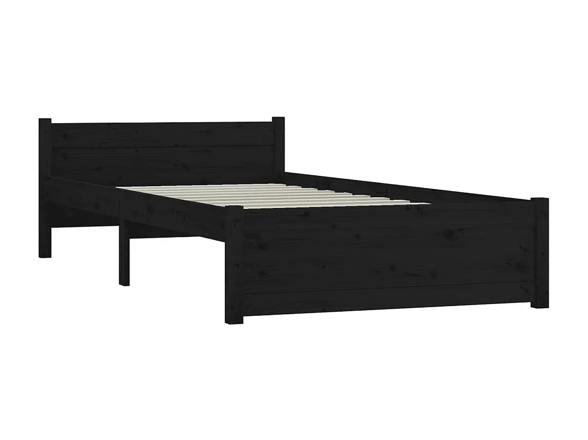 Cama 90x200 cm madeira maciça preto PT981923