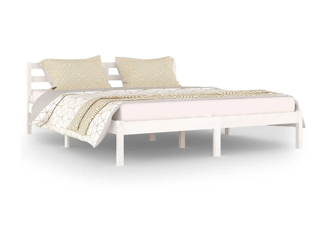 Lit-160x200 cm Bois massif de pin Blanc EGGB97468