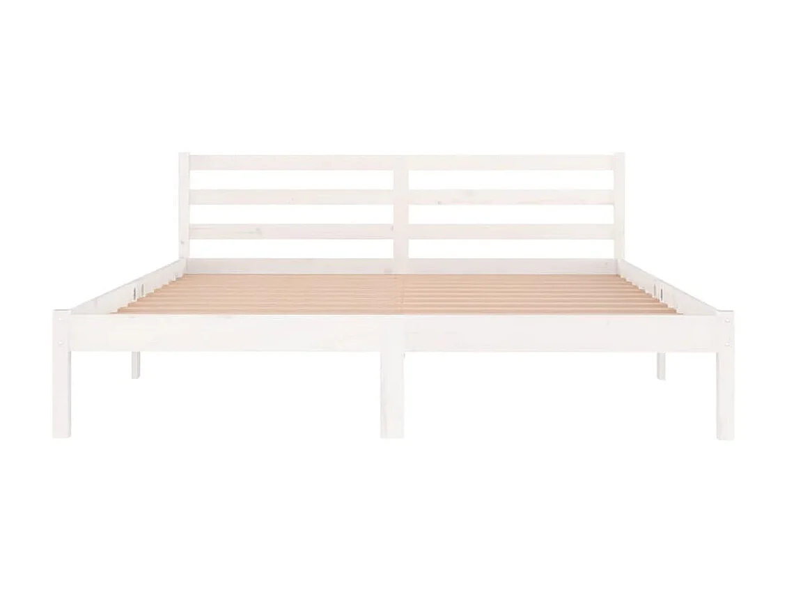 Lit-160x200 cm Bois massif de pin Blanc EGGB97468