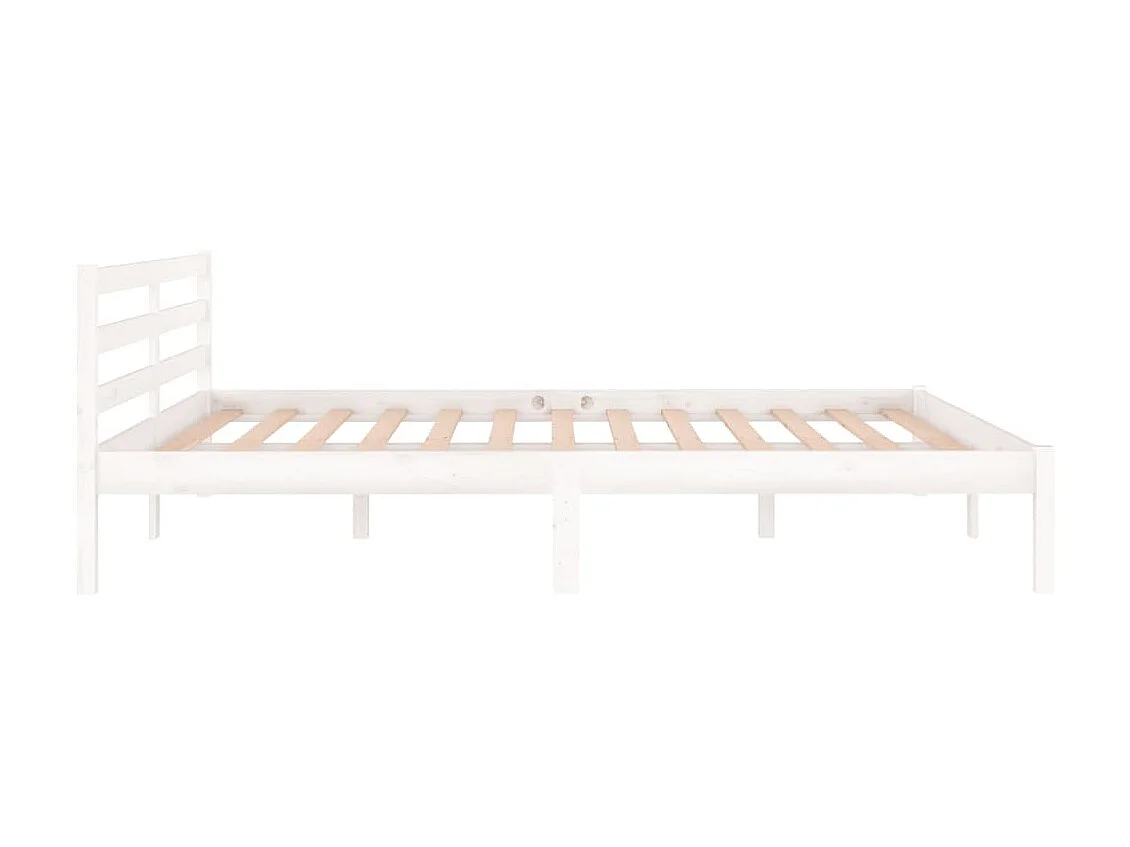 Lit-160x200 cm Bois massif de pin Blanc EGGB97468