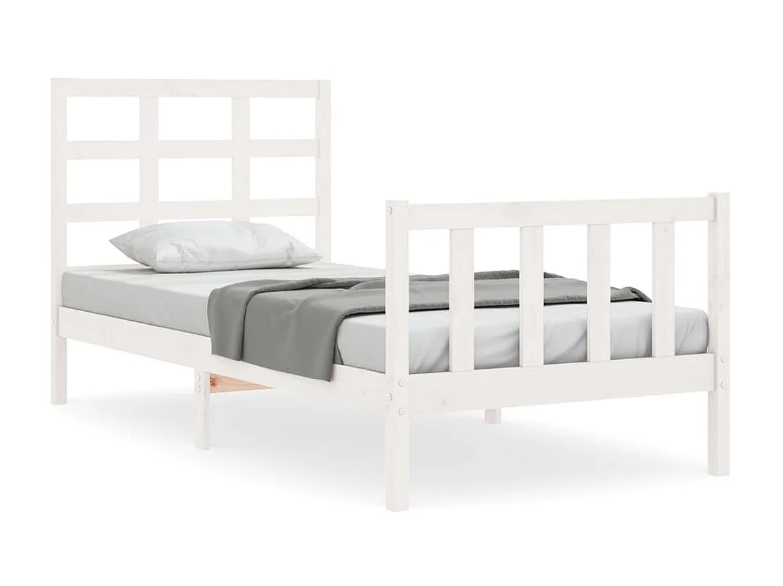 Lit-90x200 cm avec tête de lit blanc bois massif EGGB24160