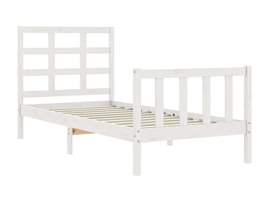 Lit-90x200 cm avec tête de lit blanc bois massif EGGB24160