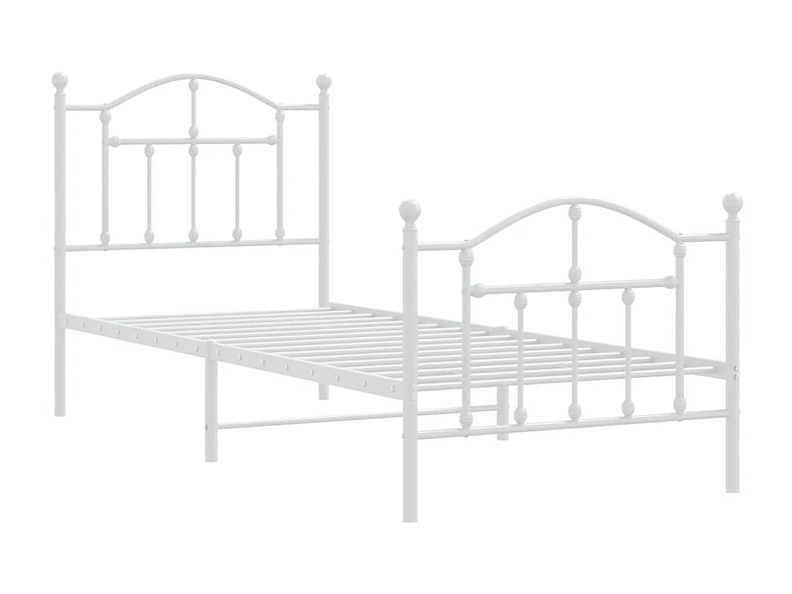 Lit-80x200 cm métal avec tête de lit/pied de lit blanc EGGB88157