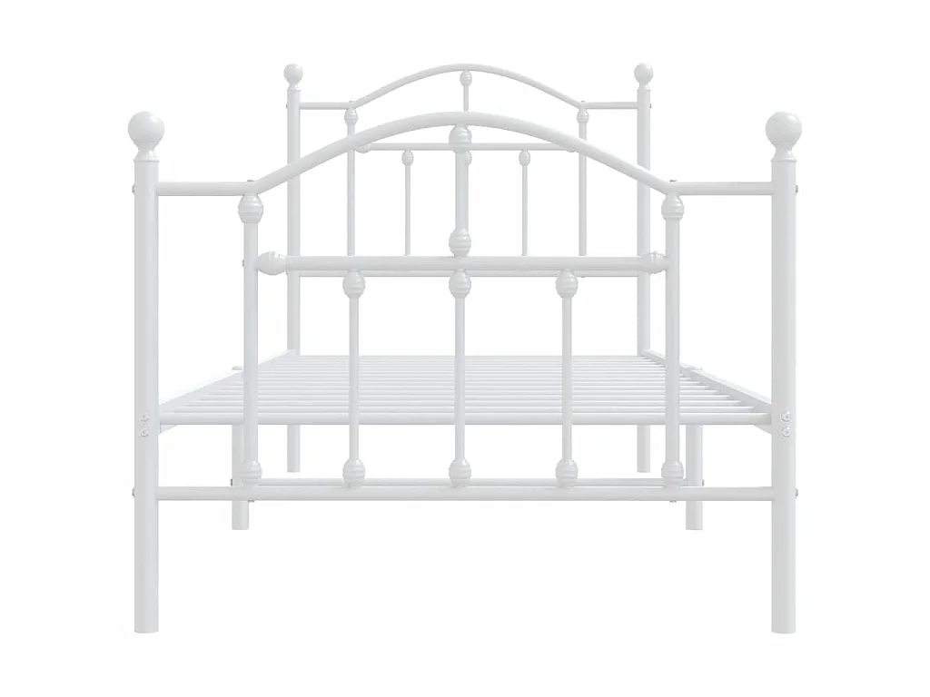 Lit-80x200 cm métal avec tête de lit/pied de lit blanc EGGB88157