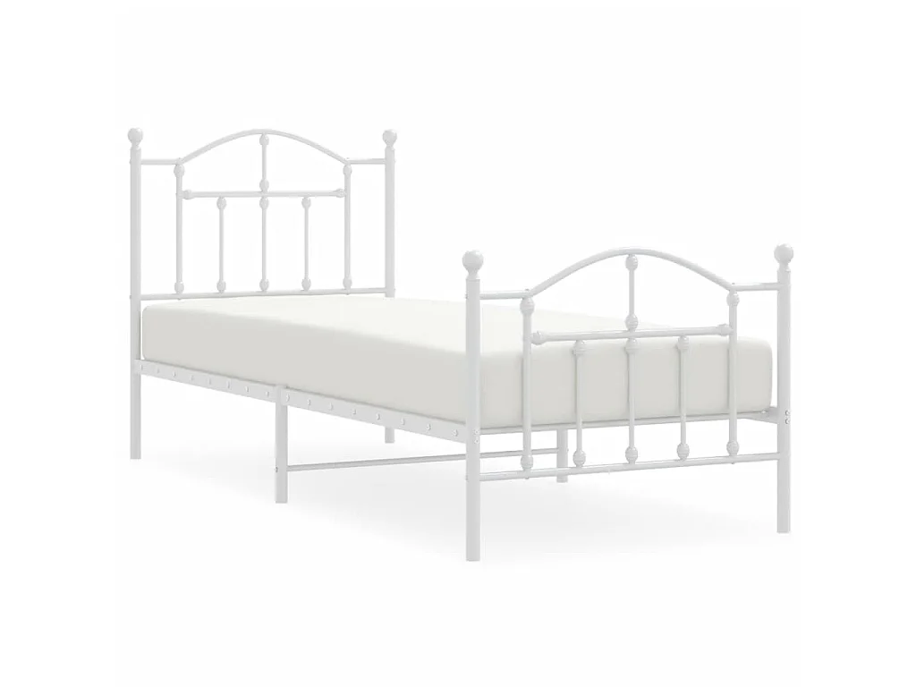 Cama 80x200 cm metal con cabecero y pie cama blanca ES33282