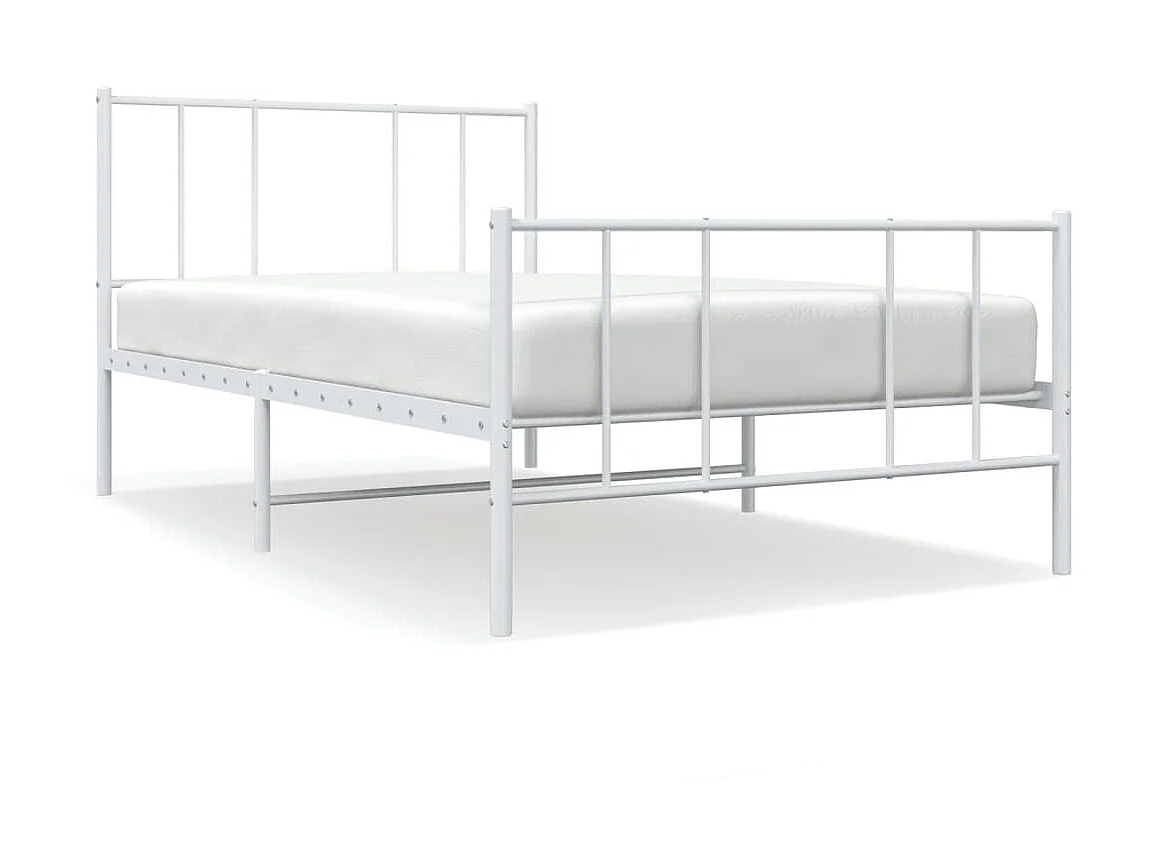 Lit-100x190 cm métal avec tête de lit/pied de lit blanc EGGB48556