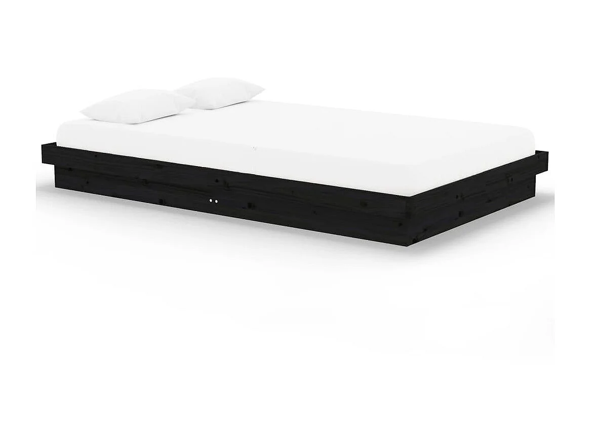 Cama 120x200 cm madeira maciça preto PT164533