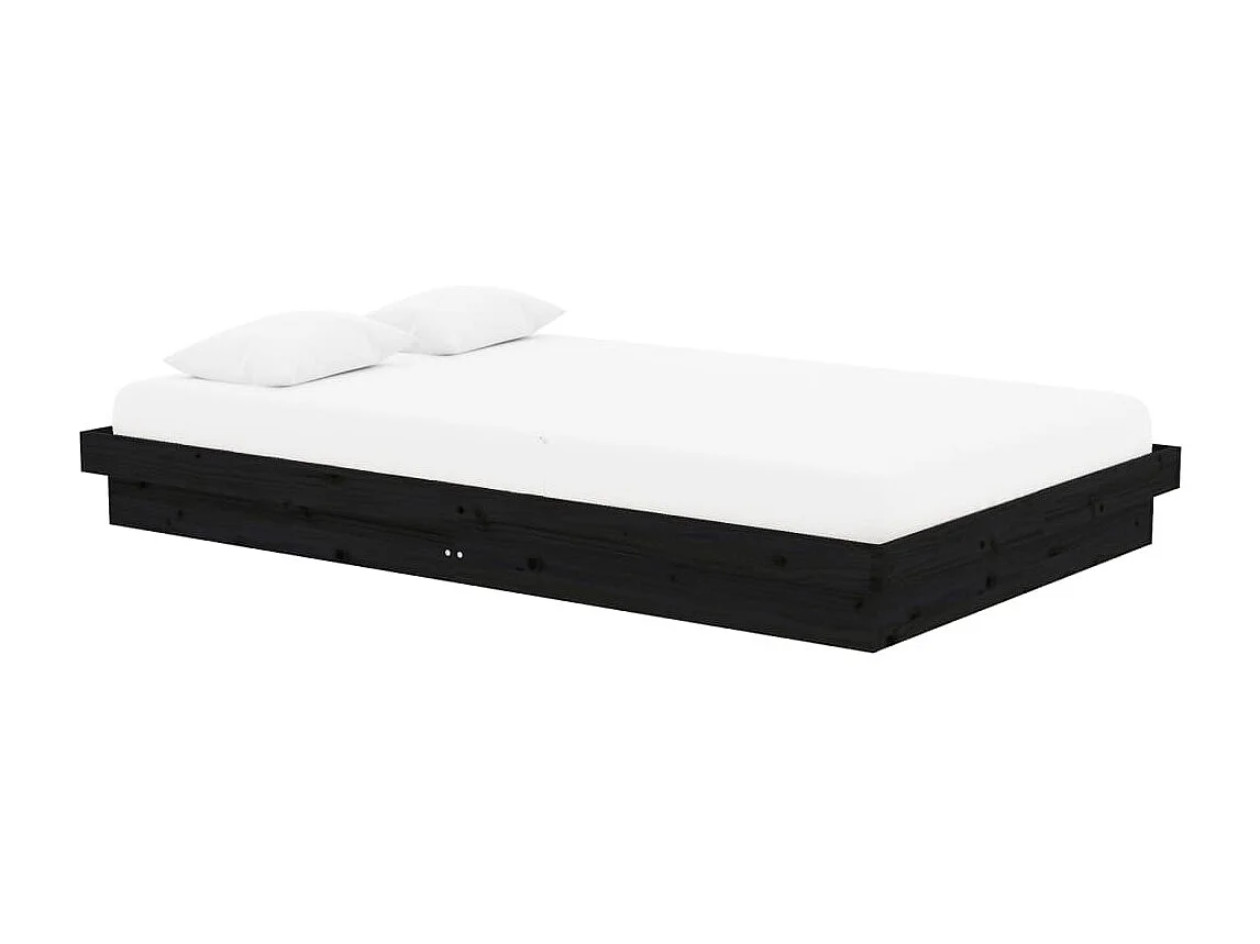 Cama 120x200 cm madera maciza negro ES90419