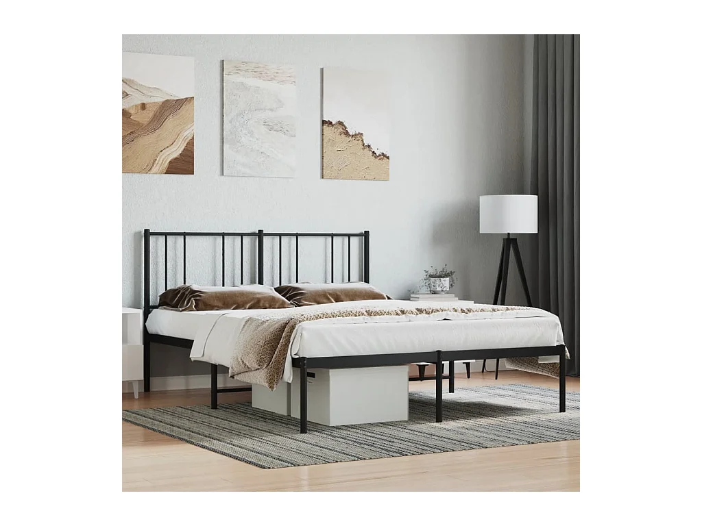 Cama 140x200 cm con cabecero metal negro ES40850