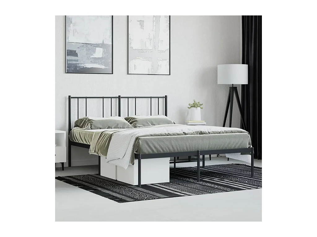 Cama 140x200 cm con cabecero metal negro ES40850