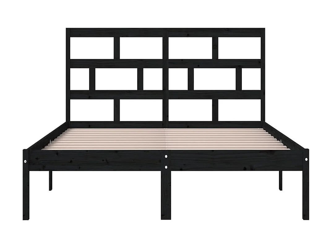 Lit-150x200 cm Noir Bois massif Très grand EGGB48670