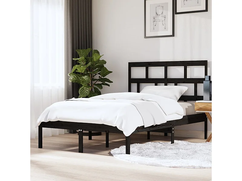 Cama 150x200 cm de madera maciza negro ES50461