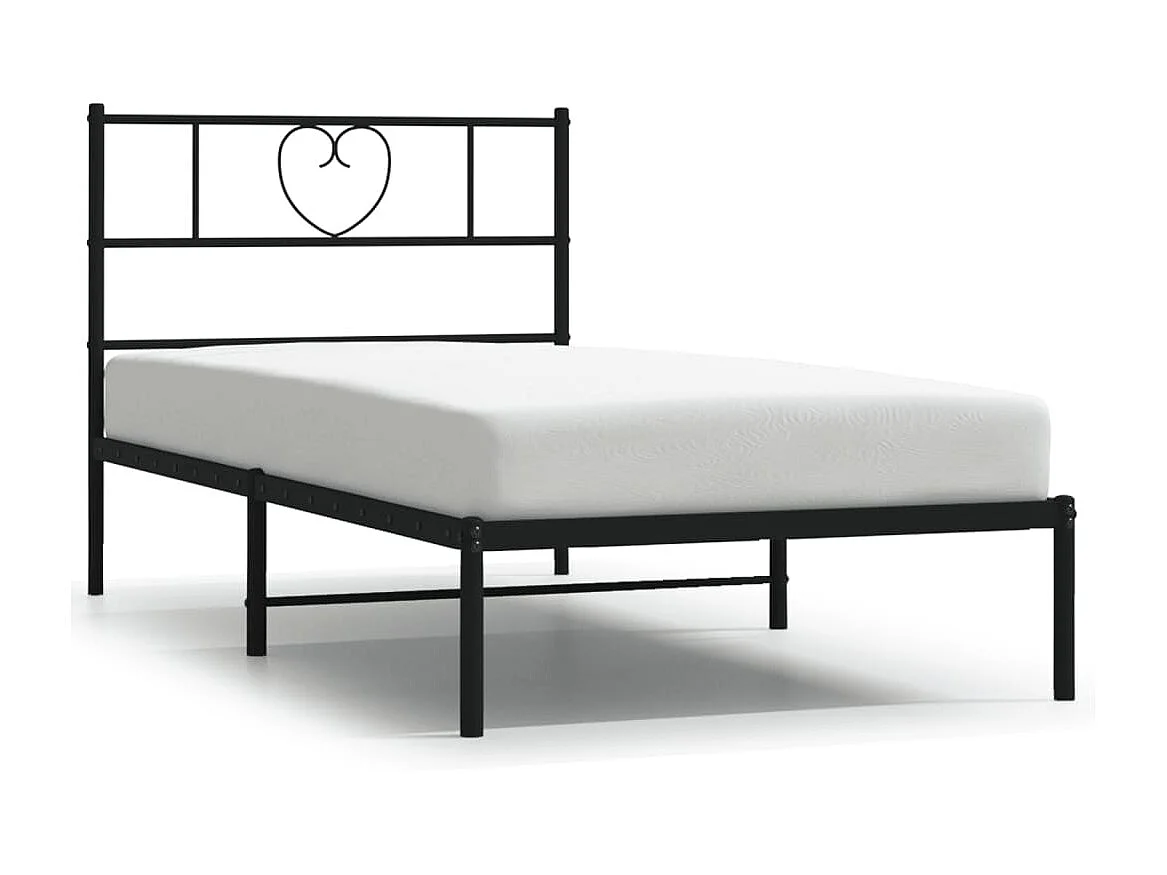 Lit-90x200 cm métal avec tête de lit noir EGGB19992