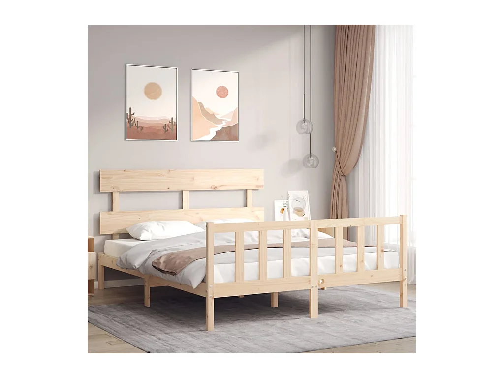 Lit-160x200 cm avec tête de lit bois massif EGGB87710