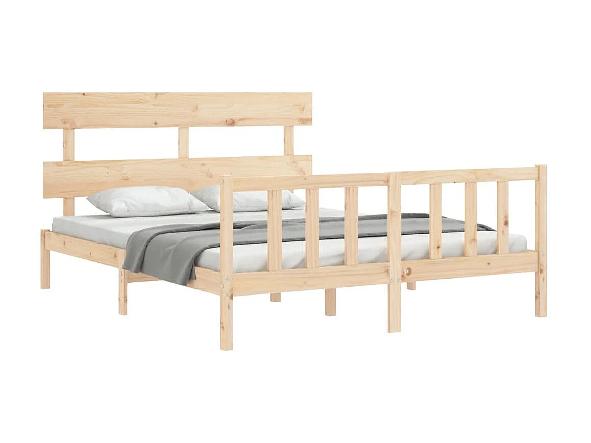 Cama 160x200 cm con cabecero madera maciza ES70473