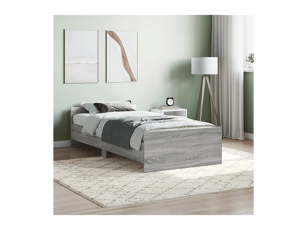 Cama 90x200 cm madera de ingeniería gris Sonoma ES99708