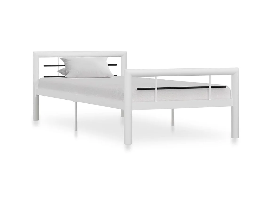 Lit-100x200 cm Blanc et noir Métal EGGB73525
