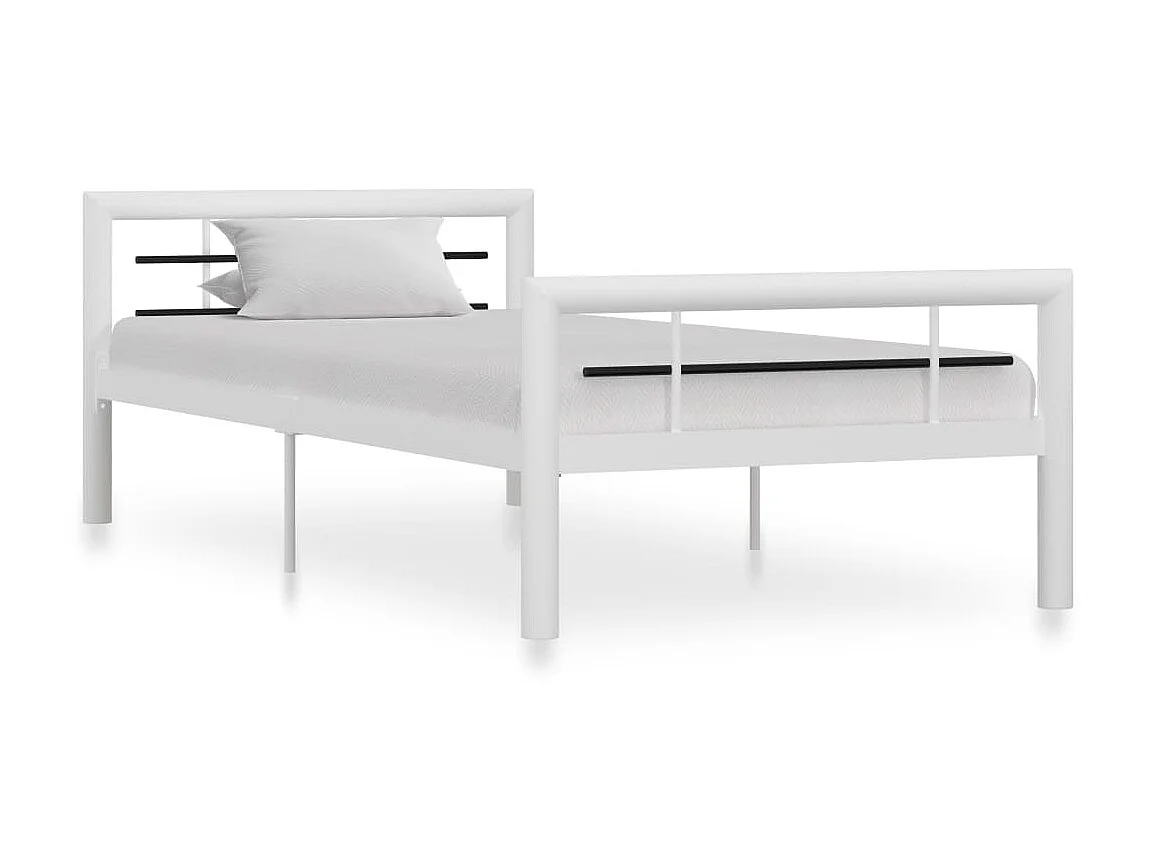 Cama 100x200 cm metal branco e preto PT975294