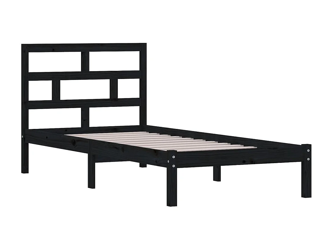 Cama 100x200 cm madera maciza de pino negro ES63174