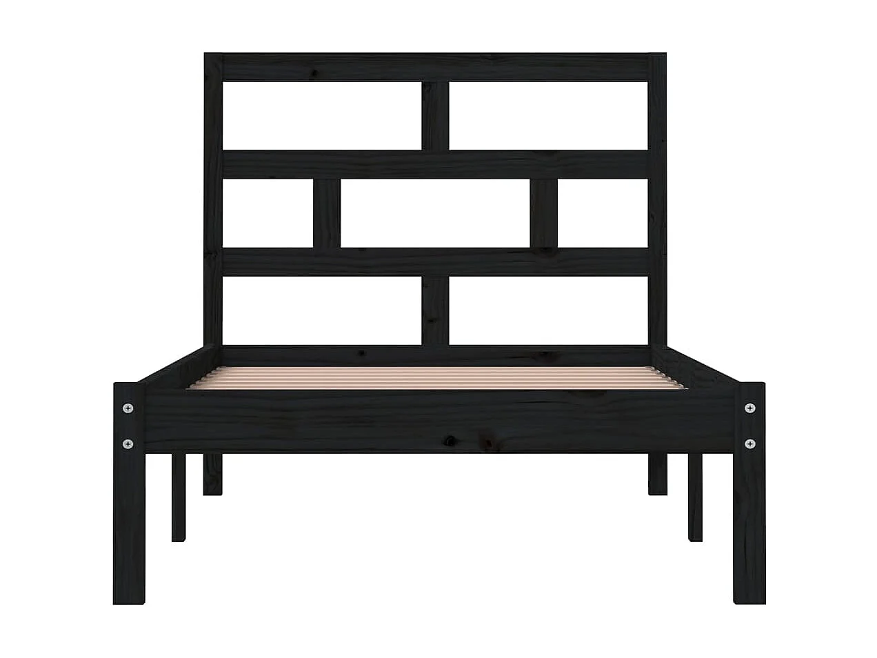 Cama 100x200 cm madeira de pinho maciça preto PT334209