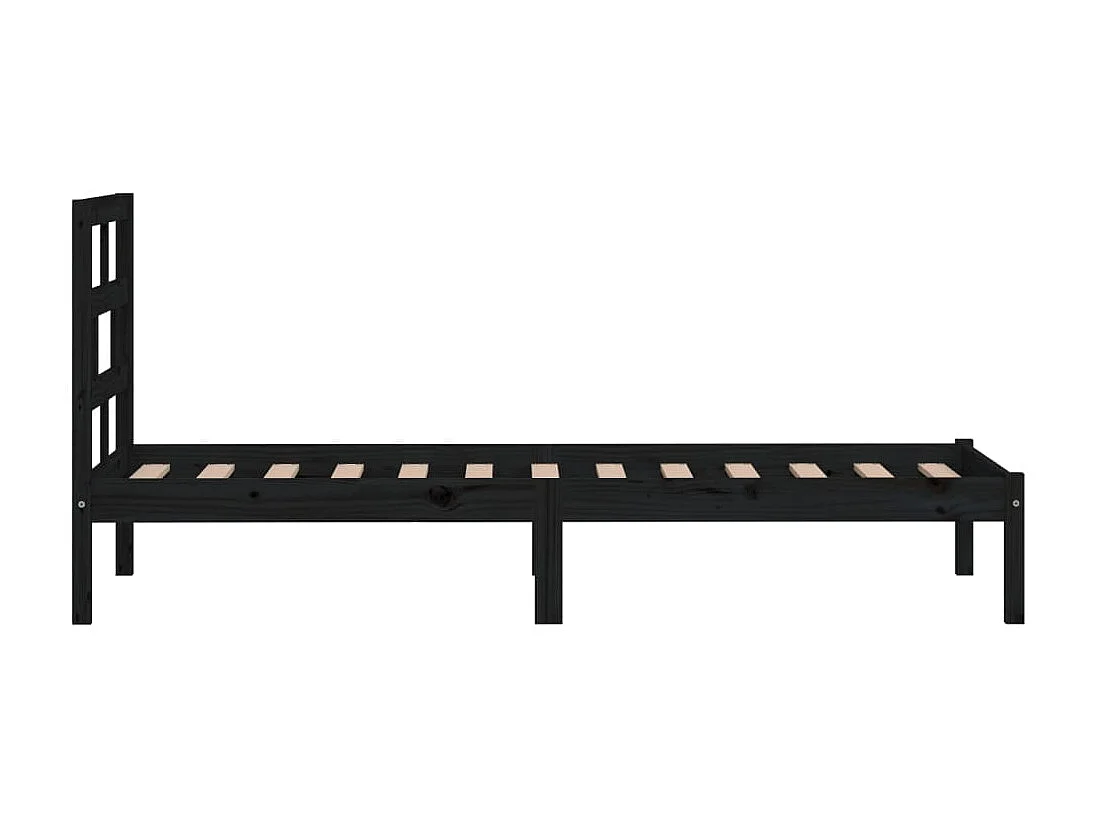 Cama 100x200 cm madeira de pinho maciça preto PT334209