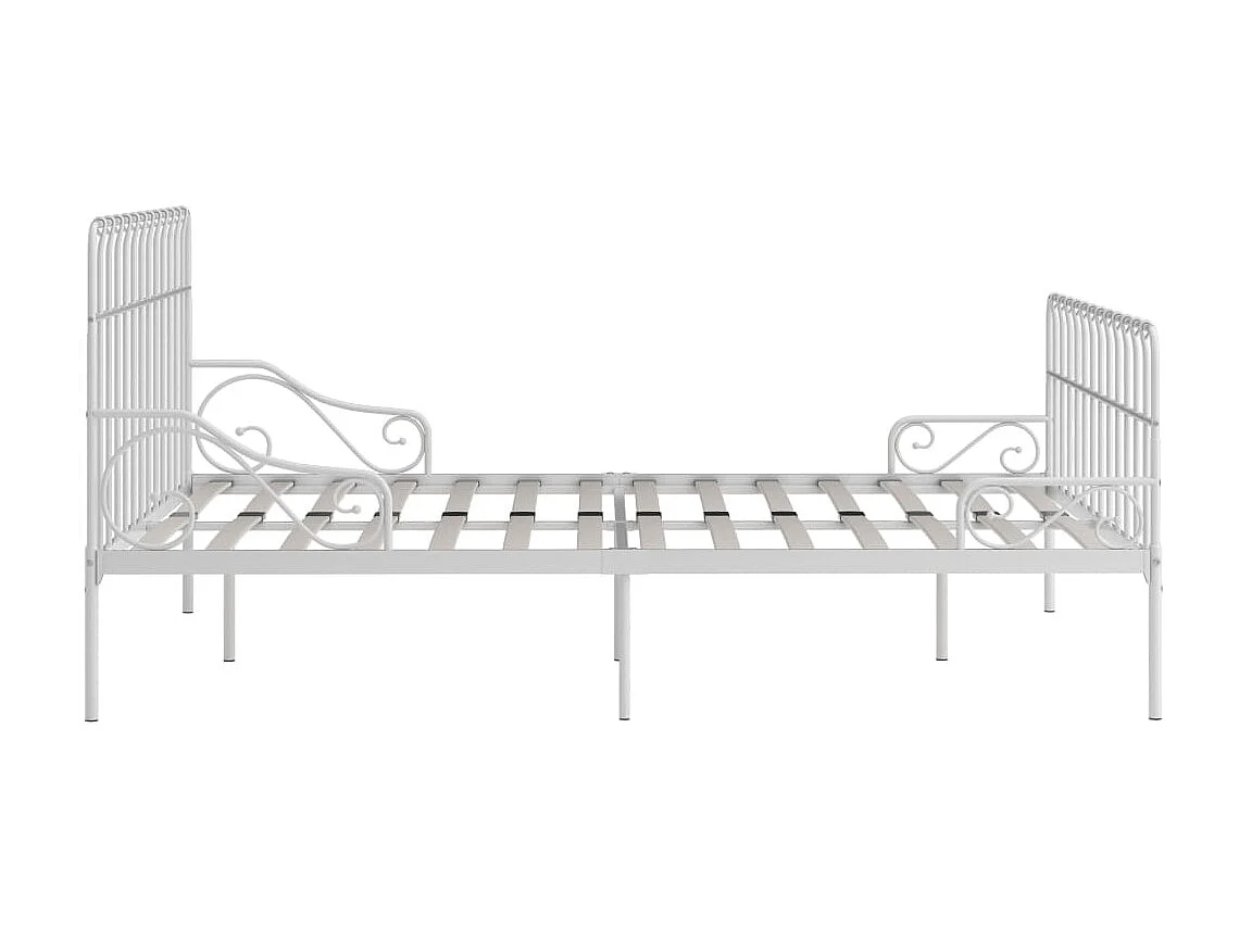 Cama com estrado de ripas 200x200 cm metal branco PT979498