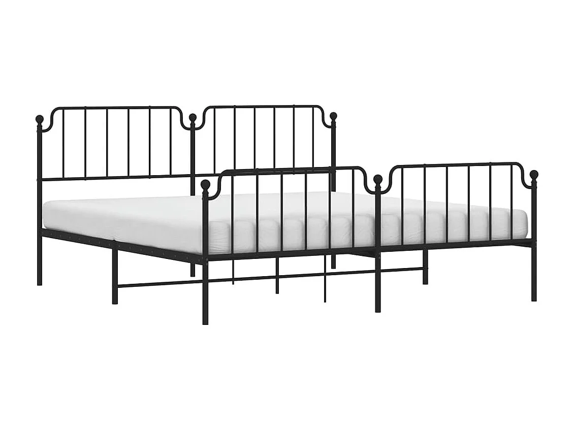 Cama com cabeceira e pés 193x203 cm metal preto PT219634