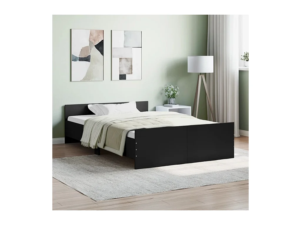 Lit-120x190 cm avec tête de lit/pied de lit noir EGGB32979