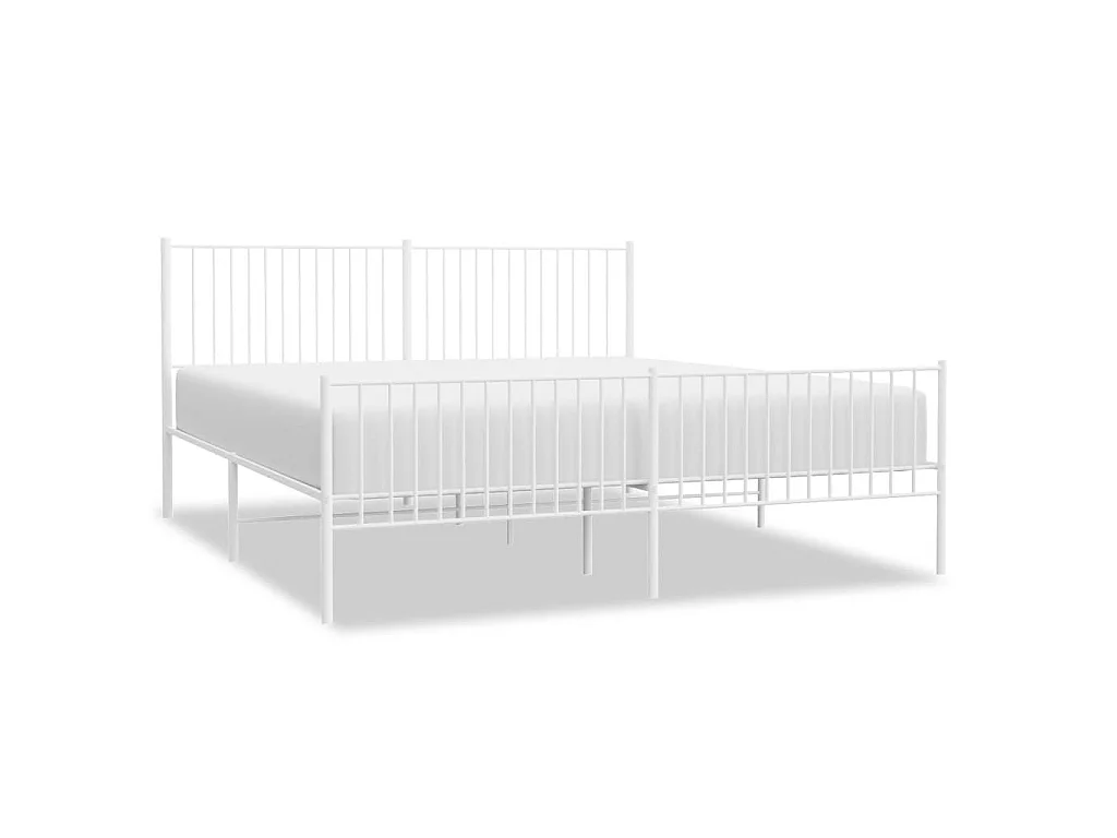 Cama com cabeceira e pés 200x200 cm metal branco PT235689