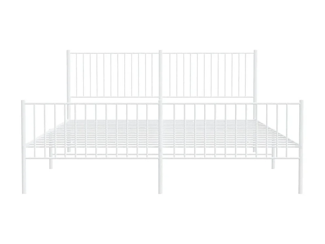 Cama com cabeceira e pés 200x200 cm metal branco PT235689