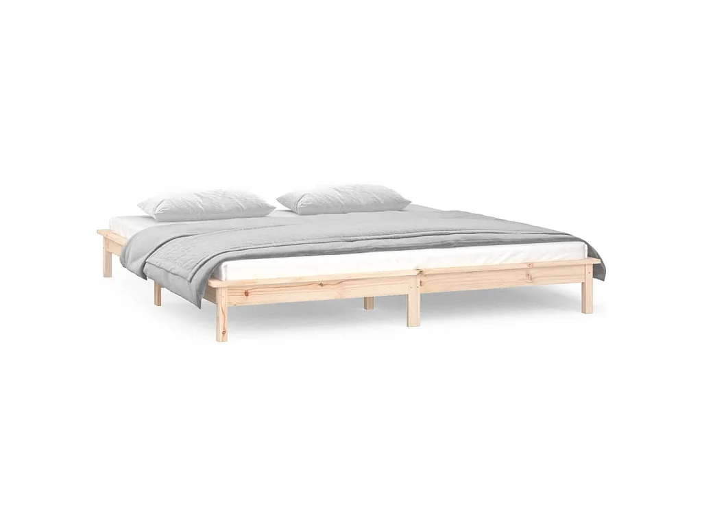 Lit-140x190 cm à LED bois massif EGGB93232