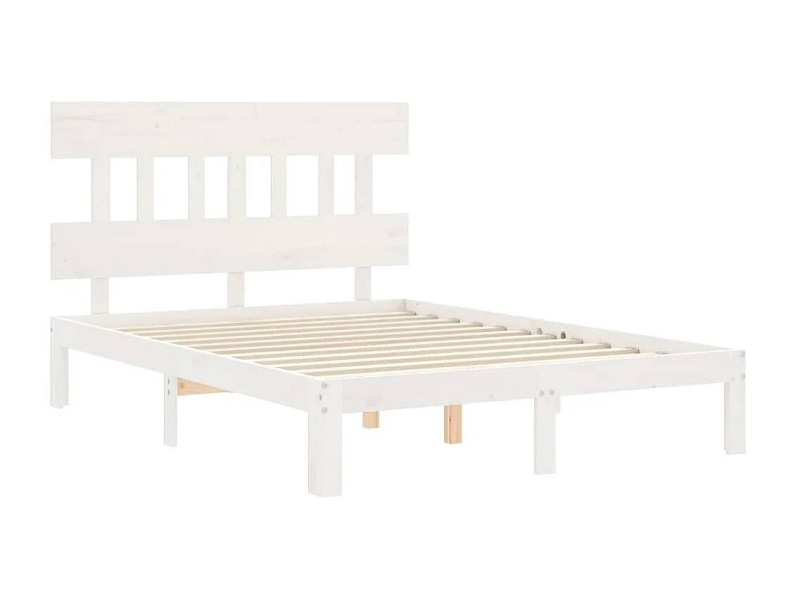 Cama 140x190 cm con cabecero madera maciza blanco ES62054
