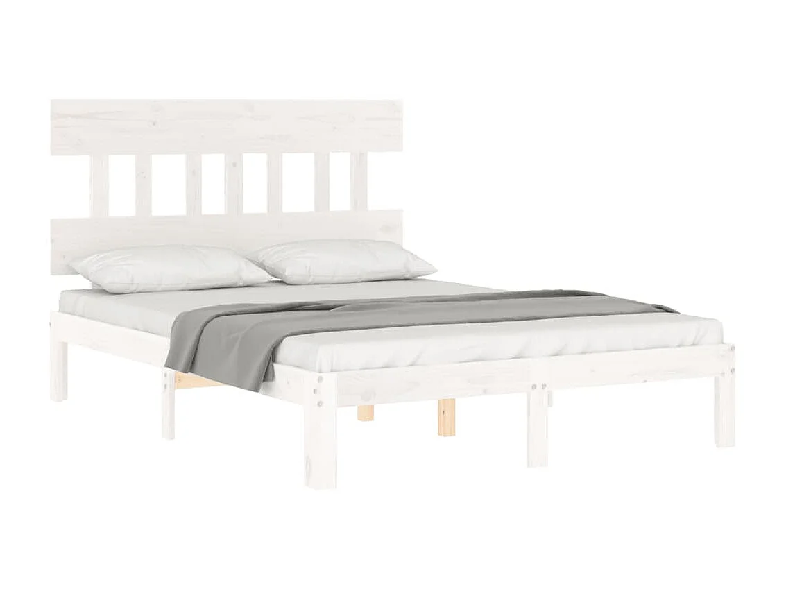 Cama com cabeceira 140x190cm madeira maciça branco PT171939