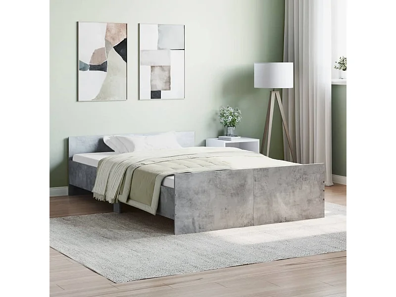 Lit-120x190 cm tête de lit et pied de lit gris béton EGGB53420