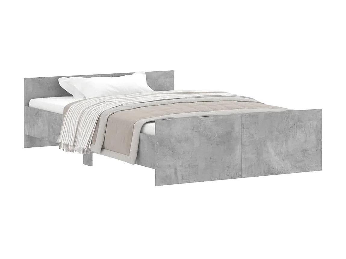 Lit-120x190 cm tête de lit et pied de lit gris béton EGGB53420