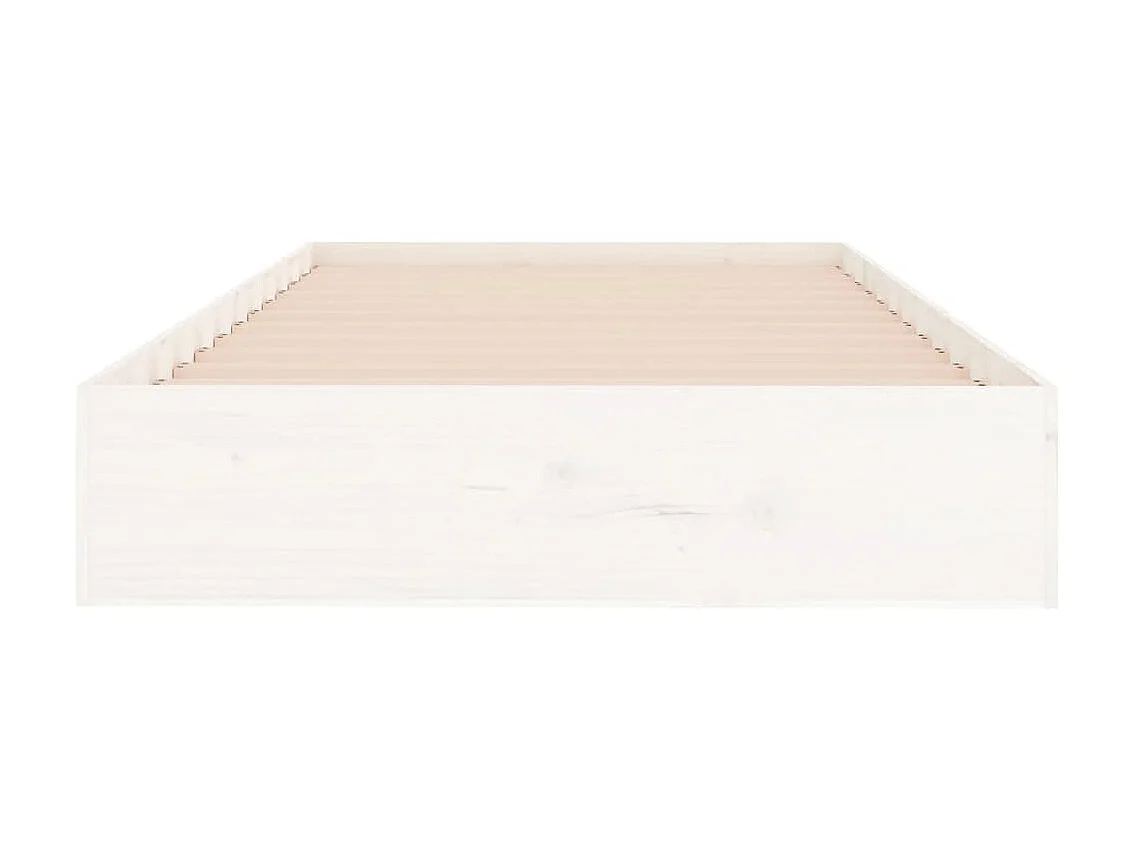 Cama 100x200 cm madera maciza blanca ES70623