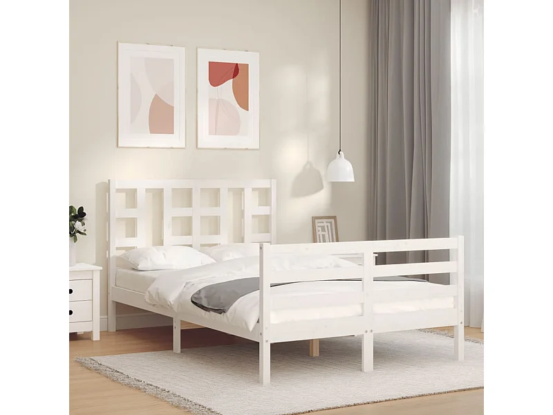 Lit-120x200 cm avec tête de lit blanc bois massif EGGB38721