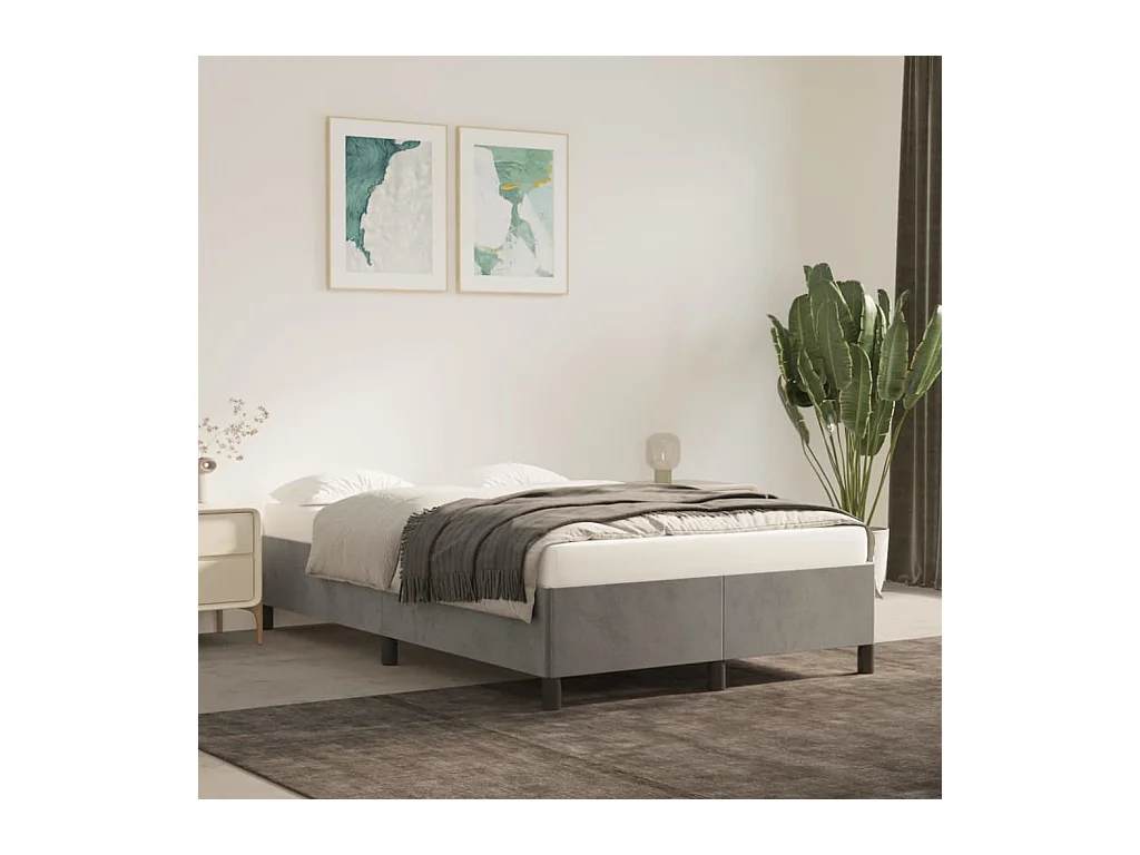 Cama 120x200 cm de terciopelo gris claro ES51717