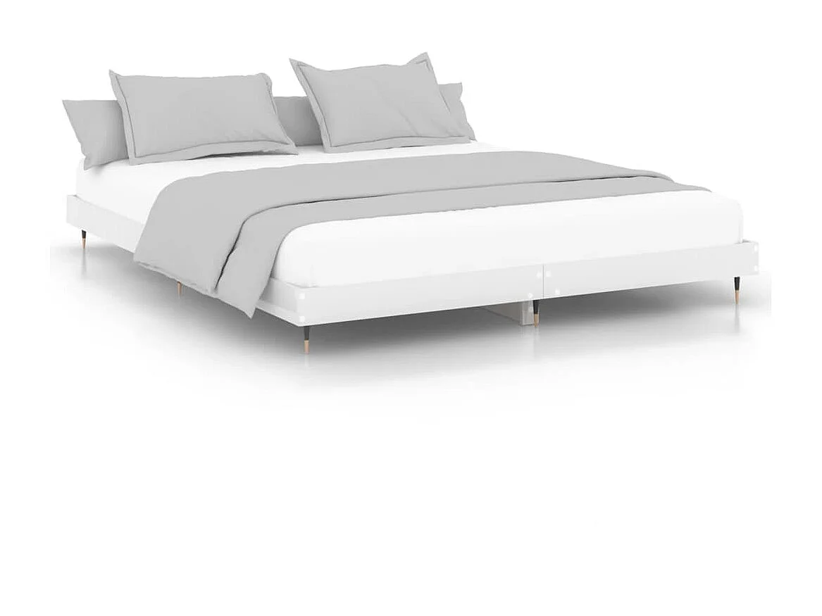 Lit-140x200 cm blanc brillant bois d'ingénierie EGGB69727