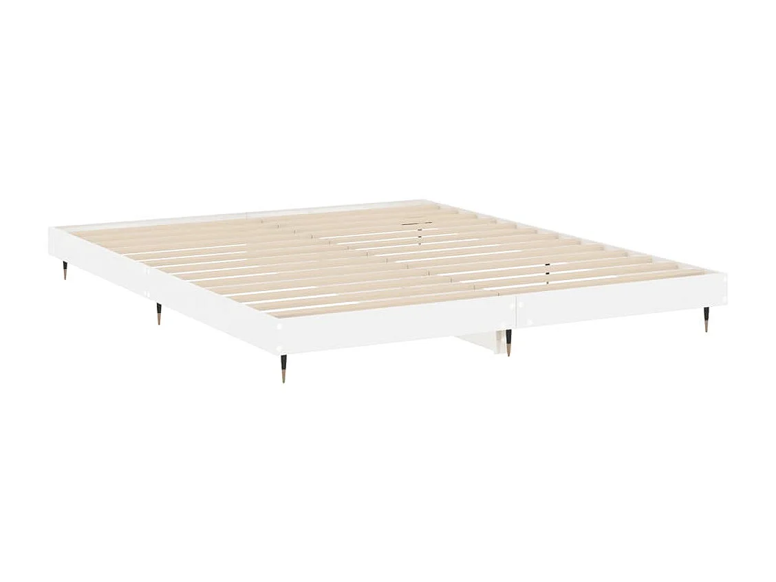 Lit-140x200 cm blanc brillant bois d'ingénierie EGGB69727