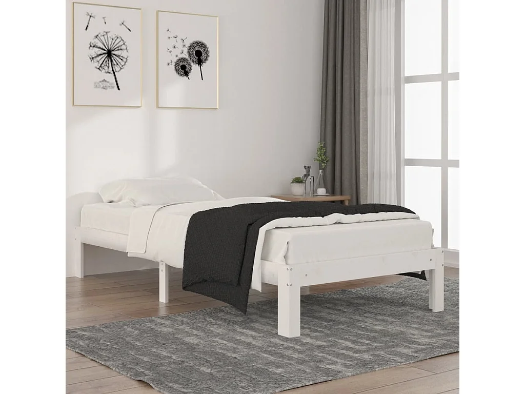 Bedframe massief grenenhout wit 90x200 cm NL10579