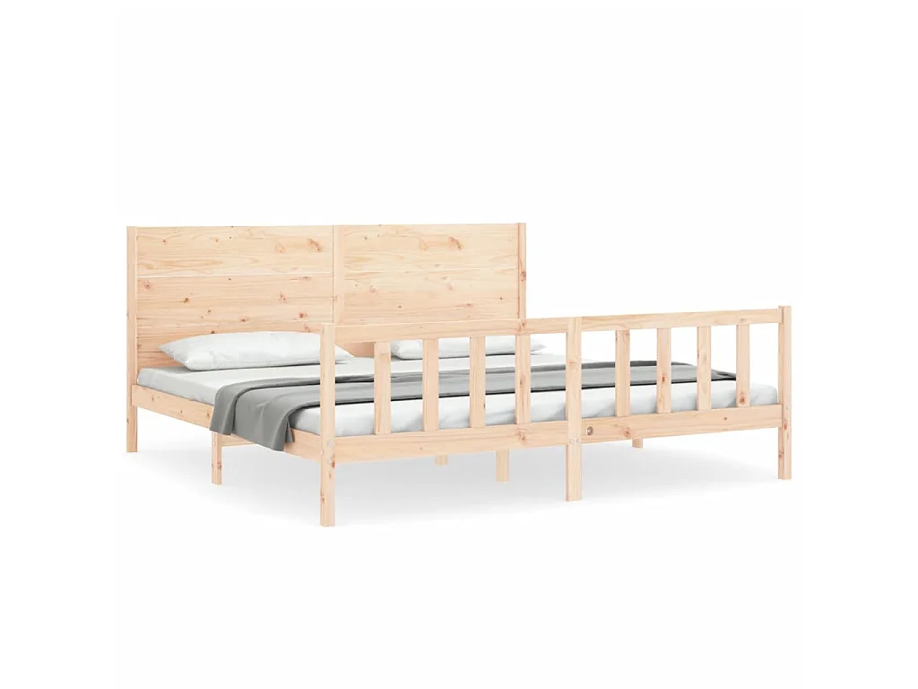 Bedframe met hoofdbord massief hout 200x200 cm NL96566