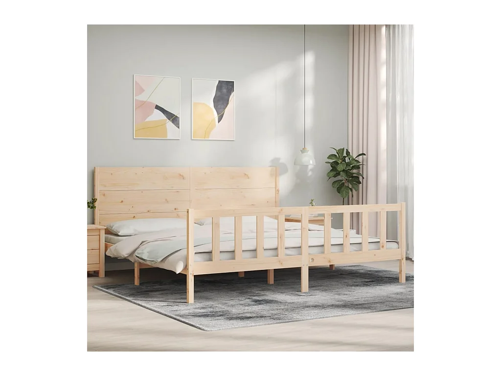 Lit-200x200 cm avec tête de lit bois massif EGGB10902