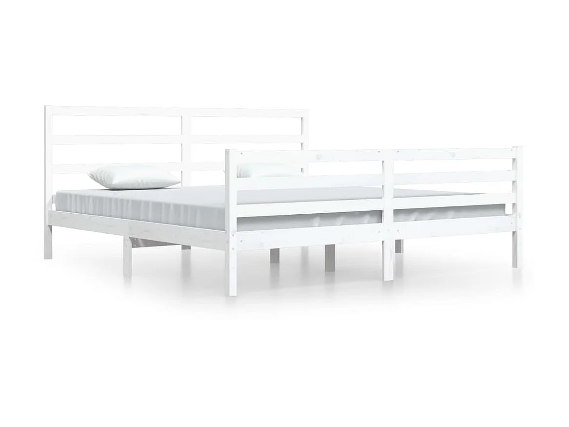 Lit-200x200 cm Blanc Bois de pin massif EGGB37506