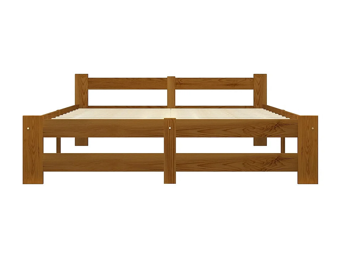 Cama 160x200 cm madeira pinho maciço castanho mel PT316046