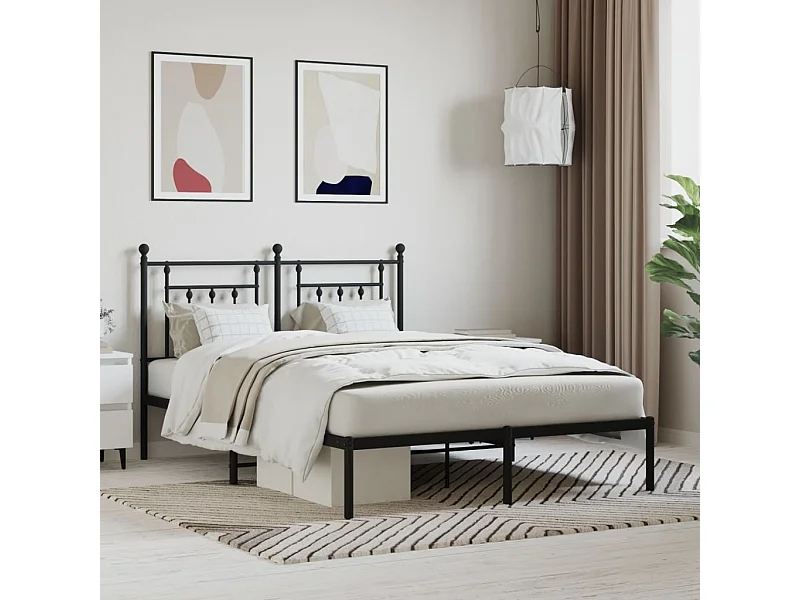 Lit-150x200 cm métal avec tête de lit noir EGGB15995