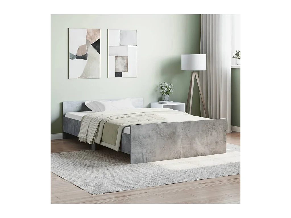 Lit-120x200 cm tête de lit et pied de lit gris béton EGGB63210