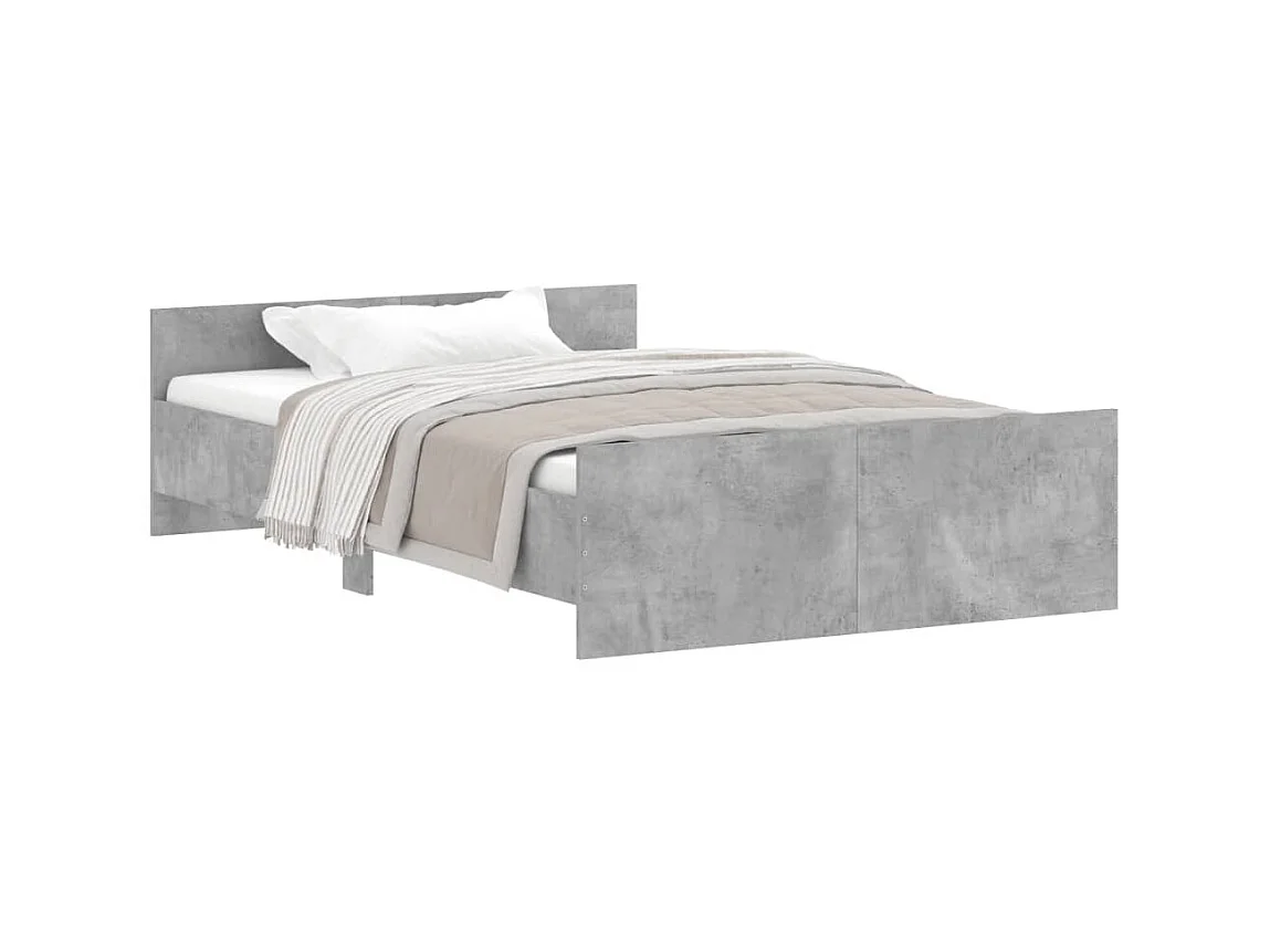 Lit-120x200 cm tête de lit et pied de lit gris béton EGGB63210