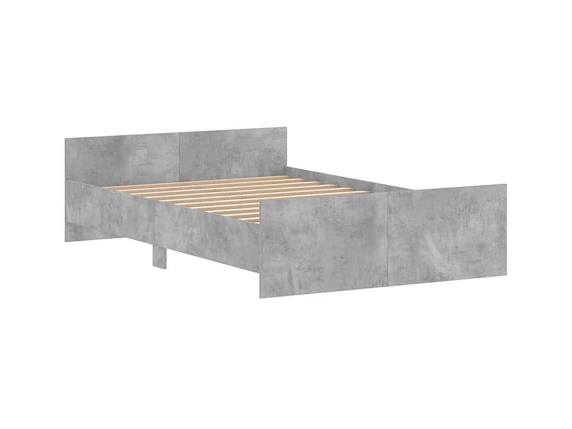 Lit-120x200 cm tête de lit et pied de lit gris béton EGGB63210